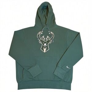 Nike Milwaukee Bucks Hoodie Mens Small Green Excellent Dri Fit Fleece Lined NBA